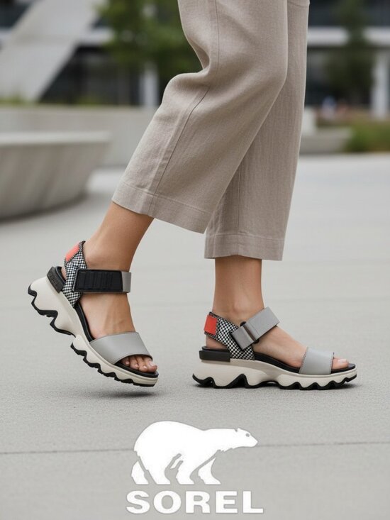 Sorel Shoes - Sorel Kinetic Impact Sandals Womens 6.5 Chunky Platform Sport Beige Black